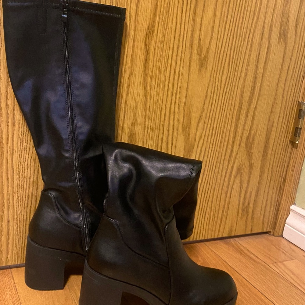 Black high knee boots